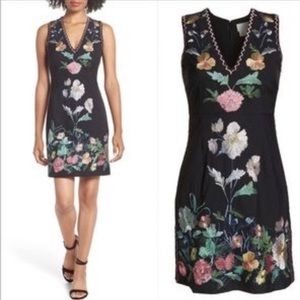 Foxiedox Black Dress Floral Embroidery